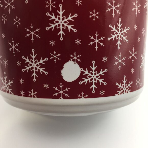 16oz Red White Snowflake Stoneware Mug Christmas Holiday Coffee Chocolate Cider - Picture 8 of 13